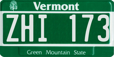 VT license plate ZHI173