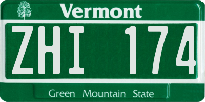 VT license plate ZHI174