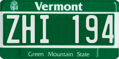 VT license plate ZHI194