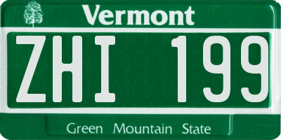 VT license plate ZHI199