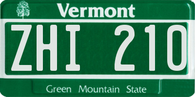 VT license plate ZHI210