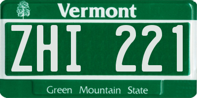 VT license plate ZHI221