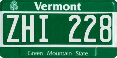 VT license plate ZHI228