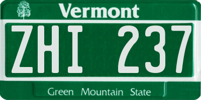VT license plate ZHI237