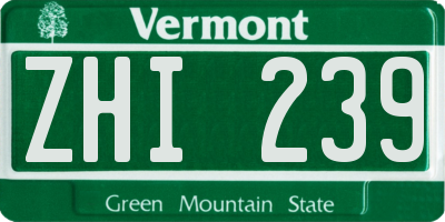 VT license plate ZHI239