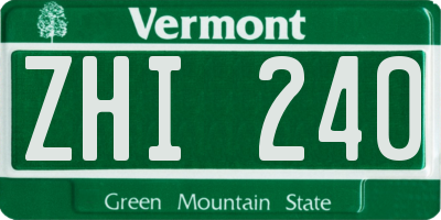 VT license plate ZHI240