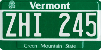 VT license plate ZHI245