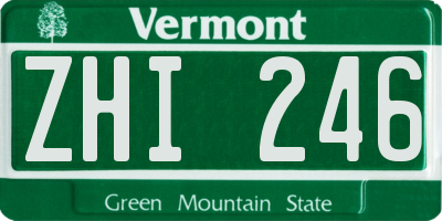 VT license plate ZHI246