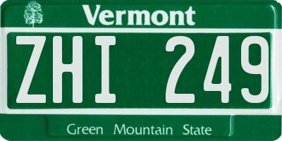 VT license plate ZHI249