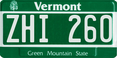 VT license plate ZHI260