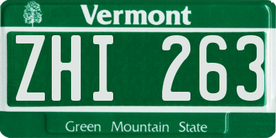 VT license plate ZHI263