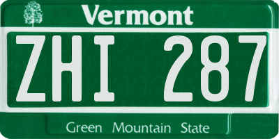 VT license plate ZHI287