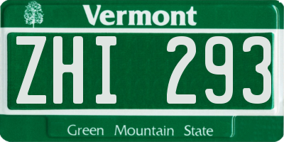 VT license plate ZHI293
