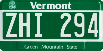 VT license plate ZHI294