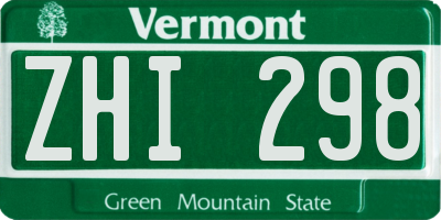 VT license plate ZHI298