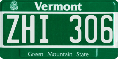 VT license plate ZHI306