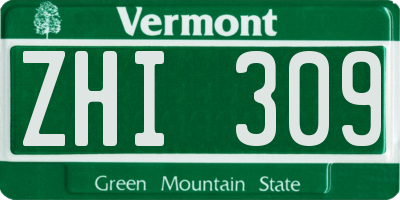 VT license plate ZHI309