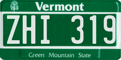 VT license plate ZHI319