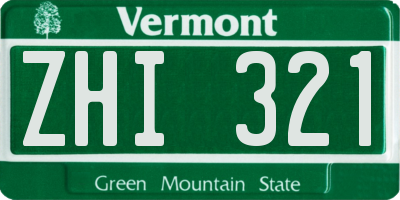 VT license plate ZHI321
