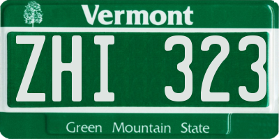 VT license plate ZHI323
