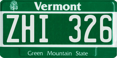 VT license plate ZHI326