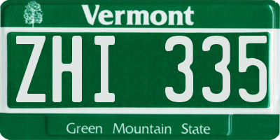 VT license plate ZHI335