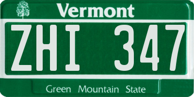 VT license plate ZHI347