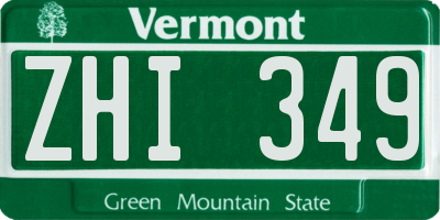 VT license plate ZHI349