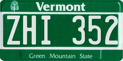 VT license plate ZHI352