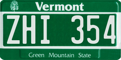 VT license plate ZHI354