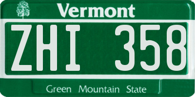 VT license plate ZHI358