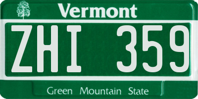 VT license plate ZHI359