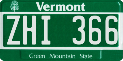 VT license plate ZHI366