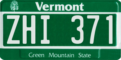 VT license plate ZHI371