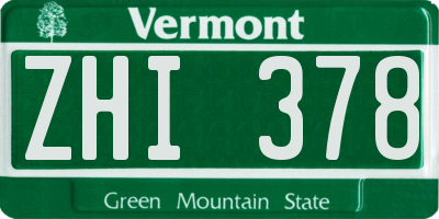 VT license plate ZHI378