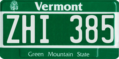 VT license plate ZHI385