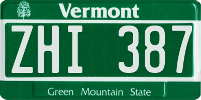 VT license plate ZHI387