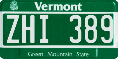 VT license plate ZHI389