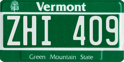 VT license plate ZHI409