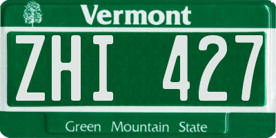 VT license plate ZHI427