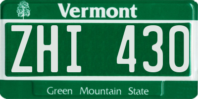 VT license plate ZHI430