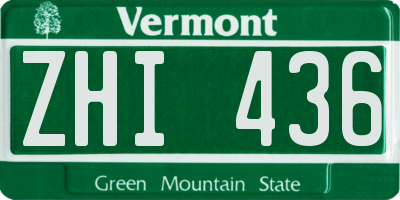 VT license plate ZHI436