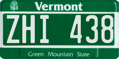 VT license plate ZHI438