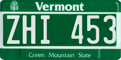 VT license plate ZHI453