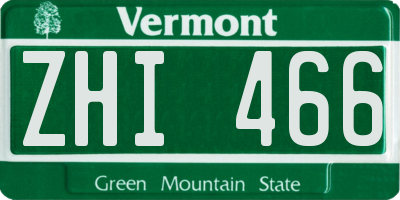 VT license plate ZHI466