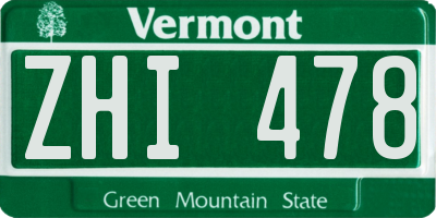VT license plate ZHI478