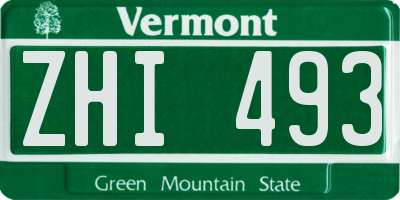 VT license plate ZHI493