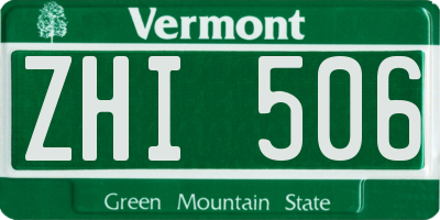 VT license plate ZHI506