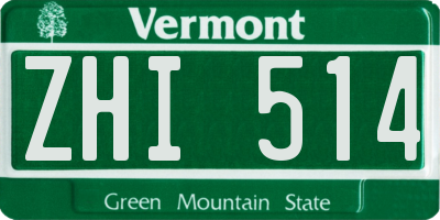 VT license plate ZHI514