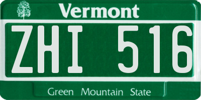 VT license plate ZHI516